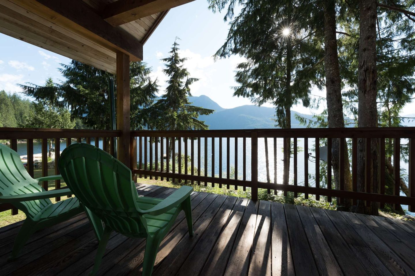 klahoose wilderness resort cabin deck