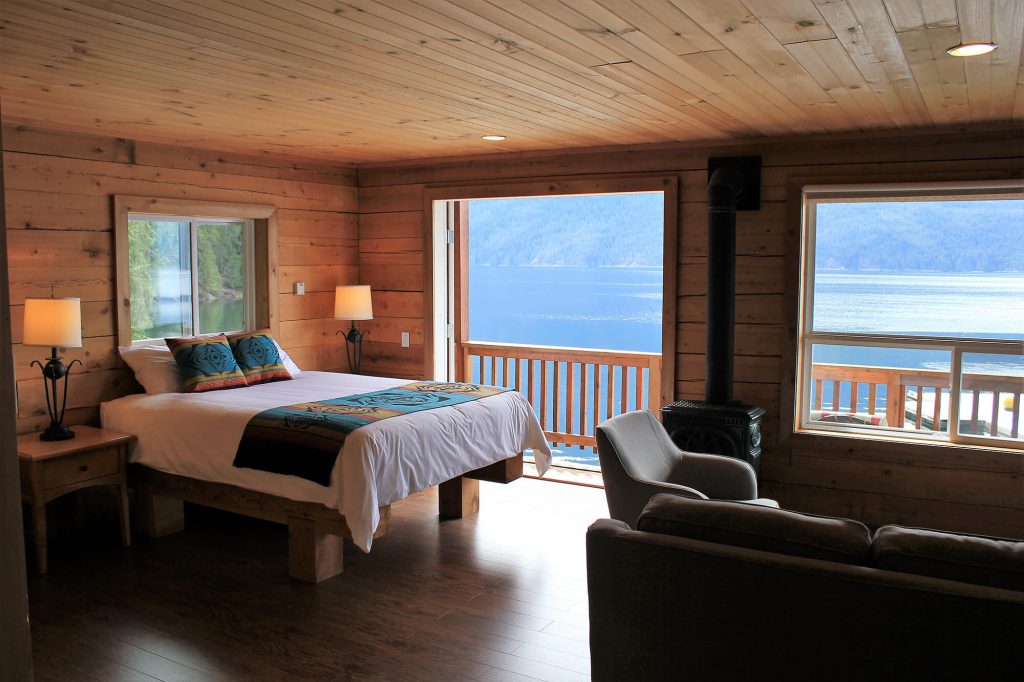klahoose wilderness resort lodge room with view