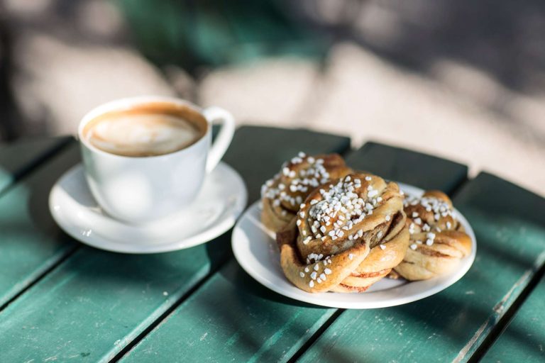 swedish fika cinnamon bun and coffee vs