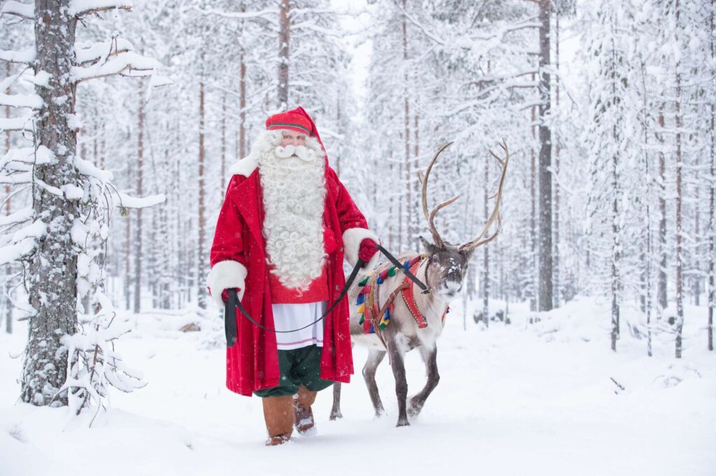 finnish lapland father christmas with reindeer rovaniemi tb