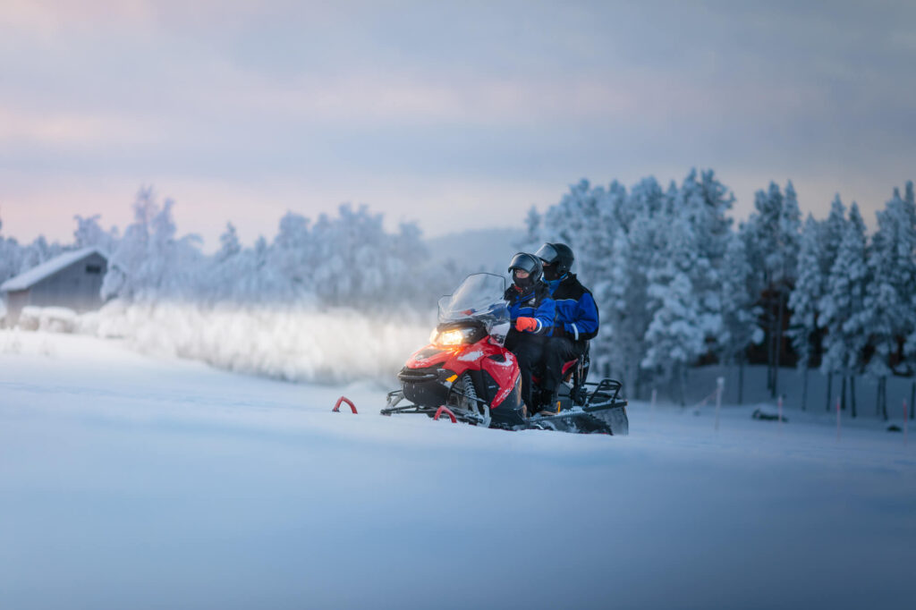 finnish lapland snowmobiling winter scenery whs