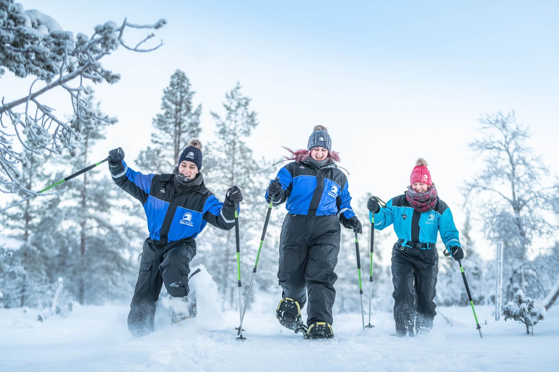 finnish lapland snowshoeing fun inari