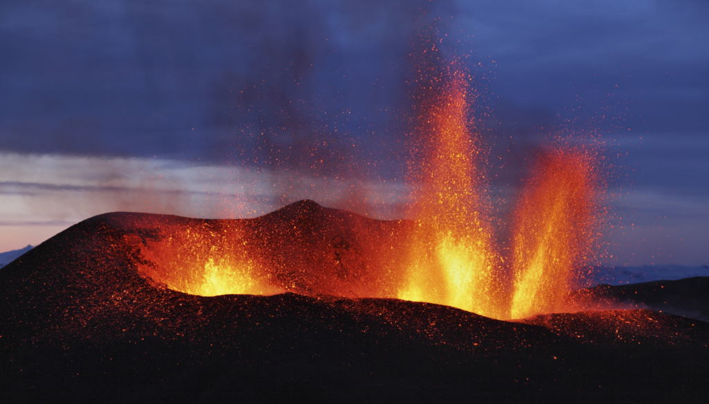 Picture of Eyjafjallajokull volcano eruption in Iceland