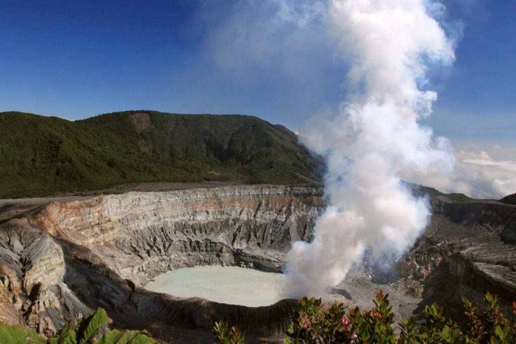 costa rica poas volcano crater steaming adstk