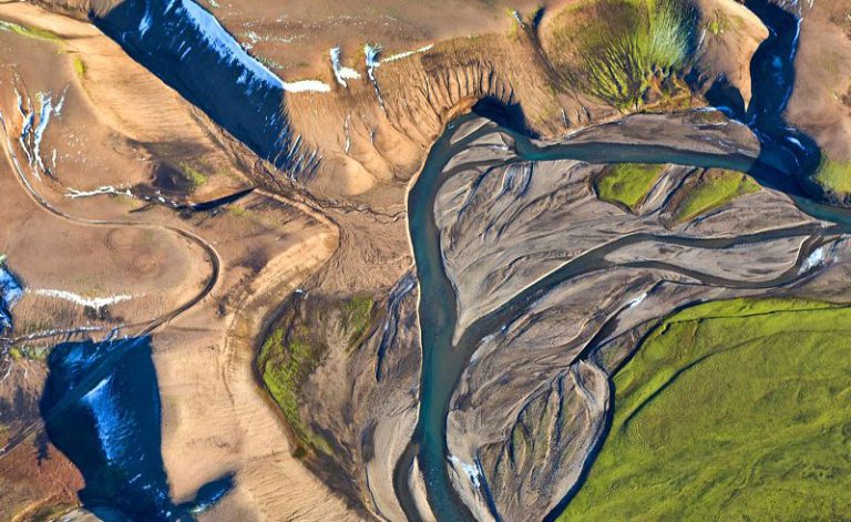 iceland aerial view river system rth