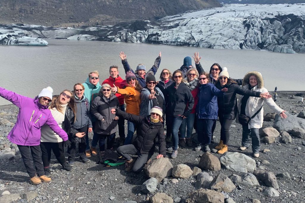 edu iceland team trip solheimajokull group silly