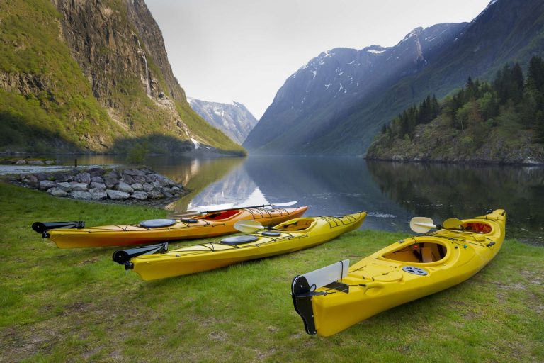 Kayaks beside Sognefjord
