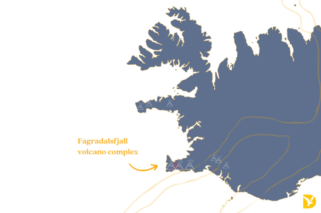 Infographic showing Fagradalsfjall volcano complex